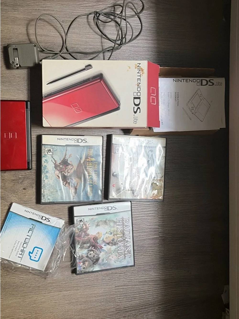Nintendo DS Lite Red Handheld Console with Games and Box